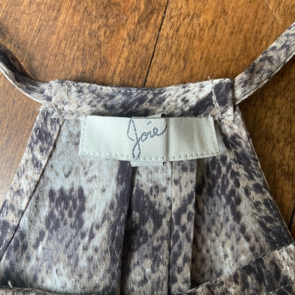 JOIE- Silk, animal print sleeveless blouse.